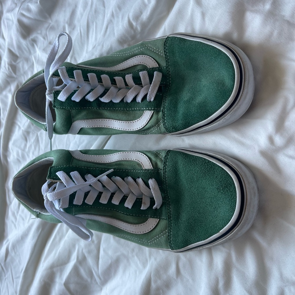Vans Green and White Old Skool Sneakers